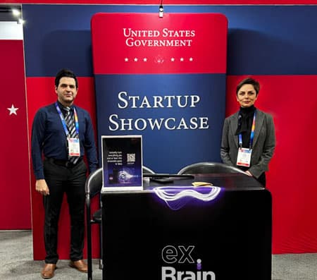 The Ex.Brain team at the U.S. Government Startup Showcase, CES 2025
